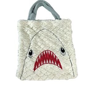 Toms Toy International Soft Furry Tote Handbag Purse Shark Emblem
